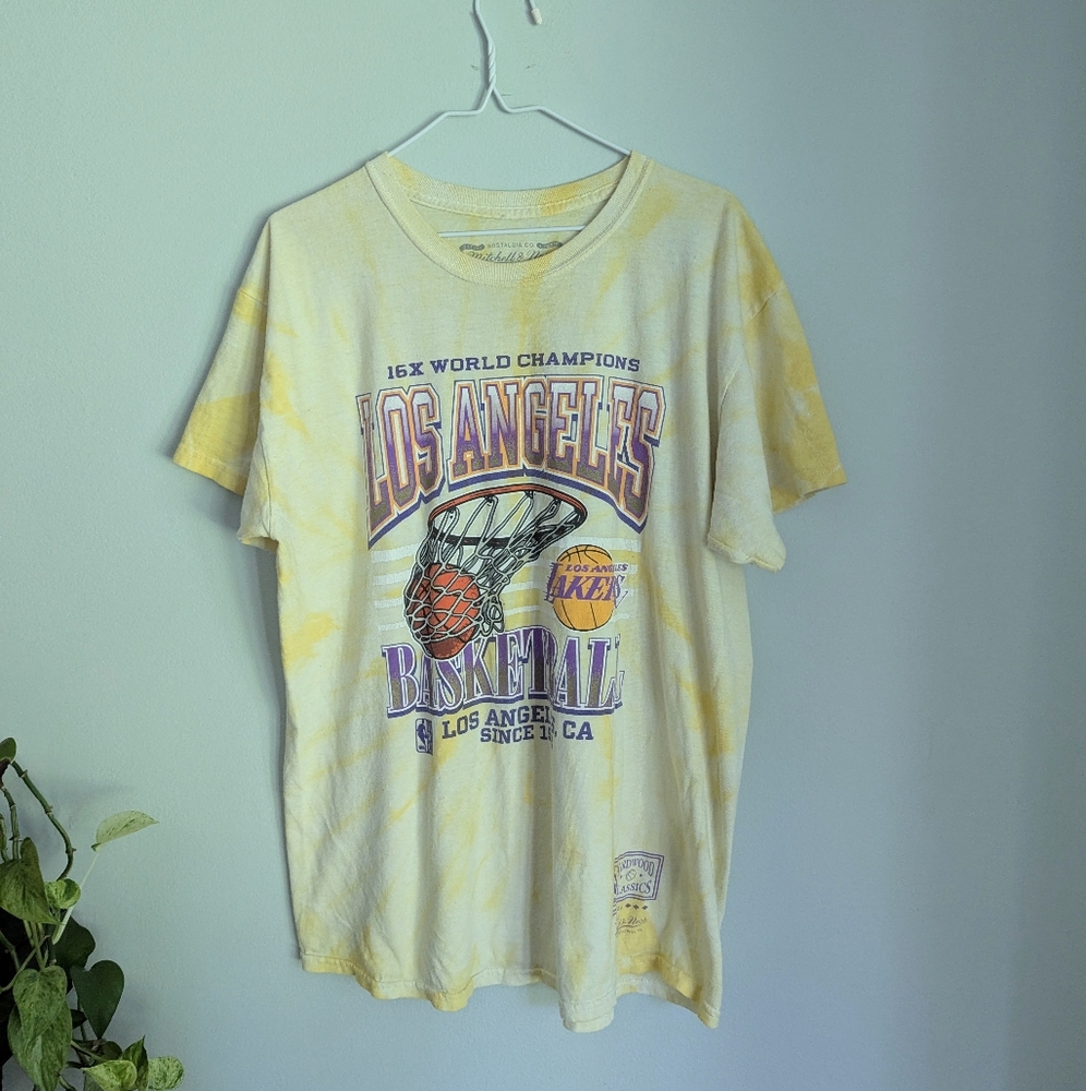 Mitchell & Ness Los Angeles Lakers TieDye Tshirt Yellow Adult Large Classics 109